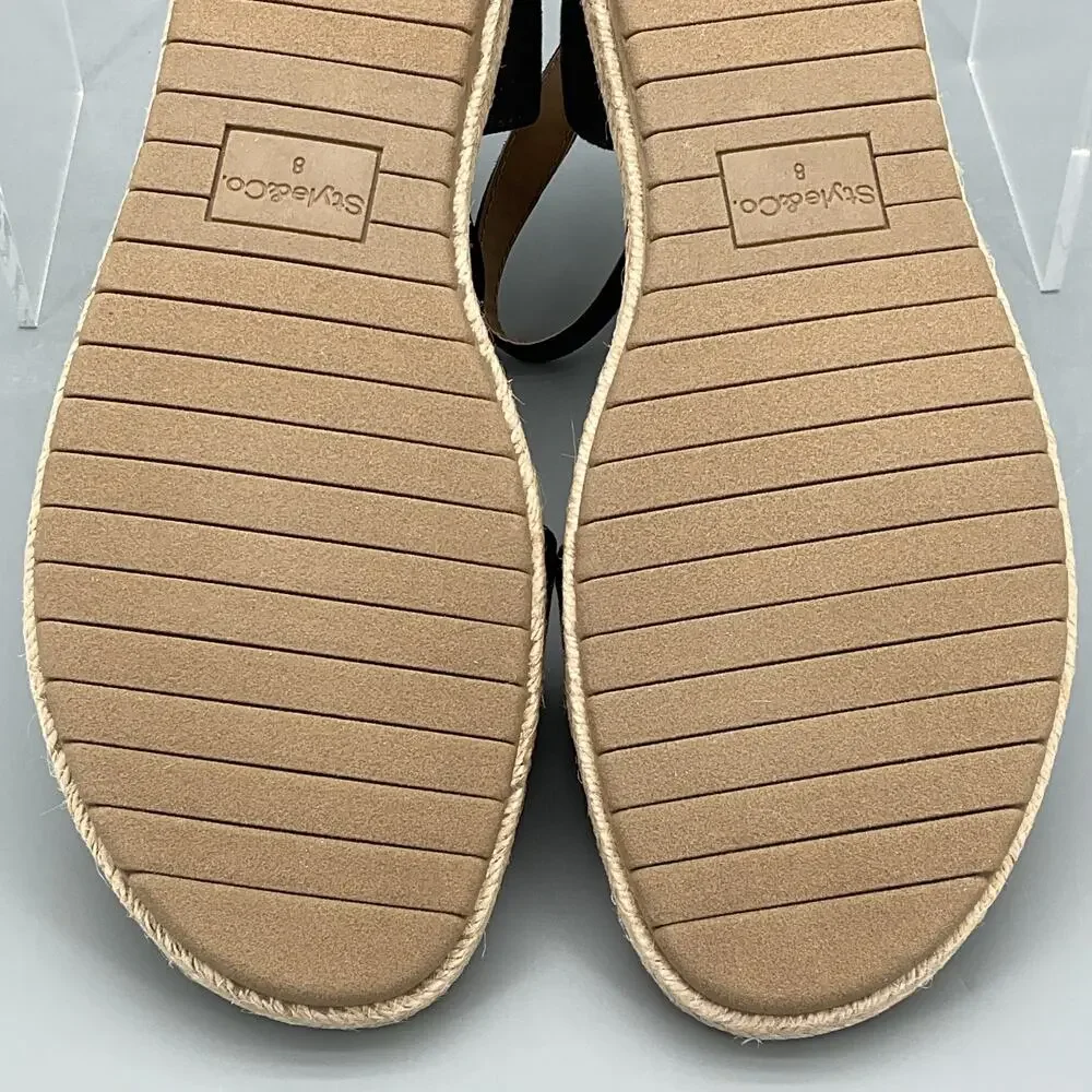 NEW Style & Co Women’s Peggyy Ankle Strap Espadrille Flat Sandals Black Size 8M - Picture 10 of 10